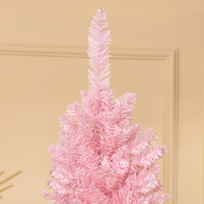 7' Pencil Christmas Tree, Slim Artificial Xmas Tree with Realistic Branches, Sturdy Metal Stand, Pink Pencil Christmas Trees   at Gallery Canada