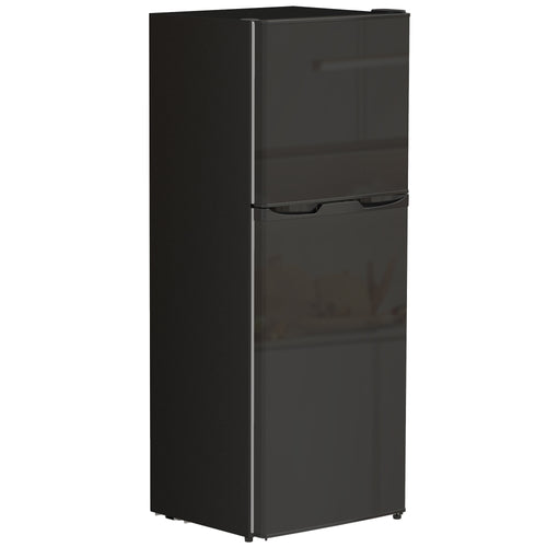 Double Door Mini Fridge with Freezer, 4.6 Cu.Ft Small Refrigerator with Thermostat, Shelves, Reversible Door, Black