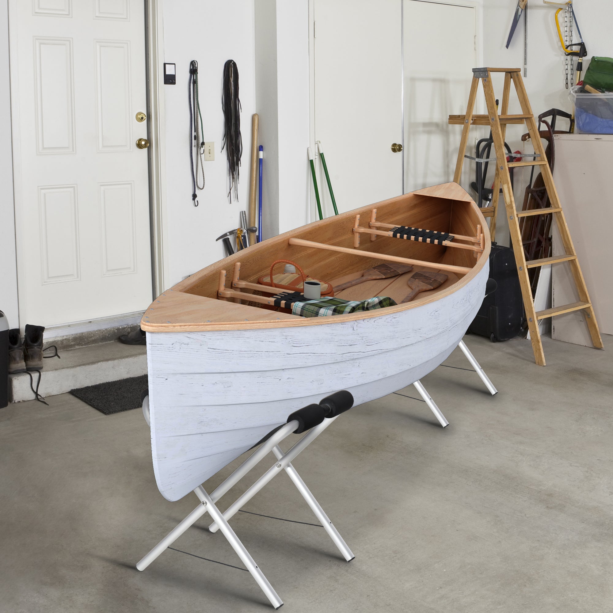 2 Pieces Universal Kayak Storage Stand &; Rack for Cleaning, Storing, &; Maintenance with Aluminum Frame &; Folding Design Kayak Carts at Gallery Canada