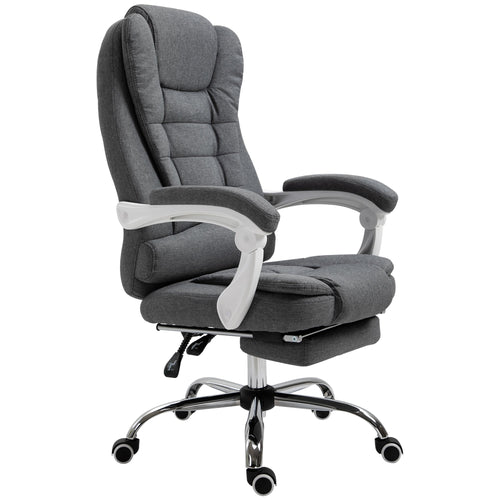 High Back Computer Chair with Retractable Footrest, Executive Office Chair with Adjustable Height, Dark Grey