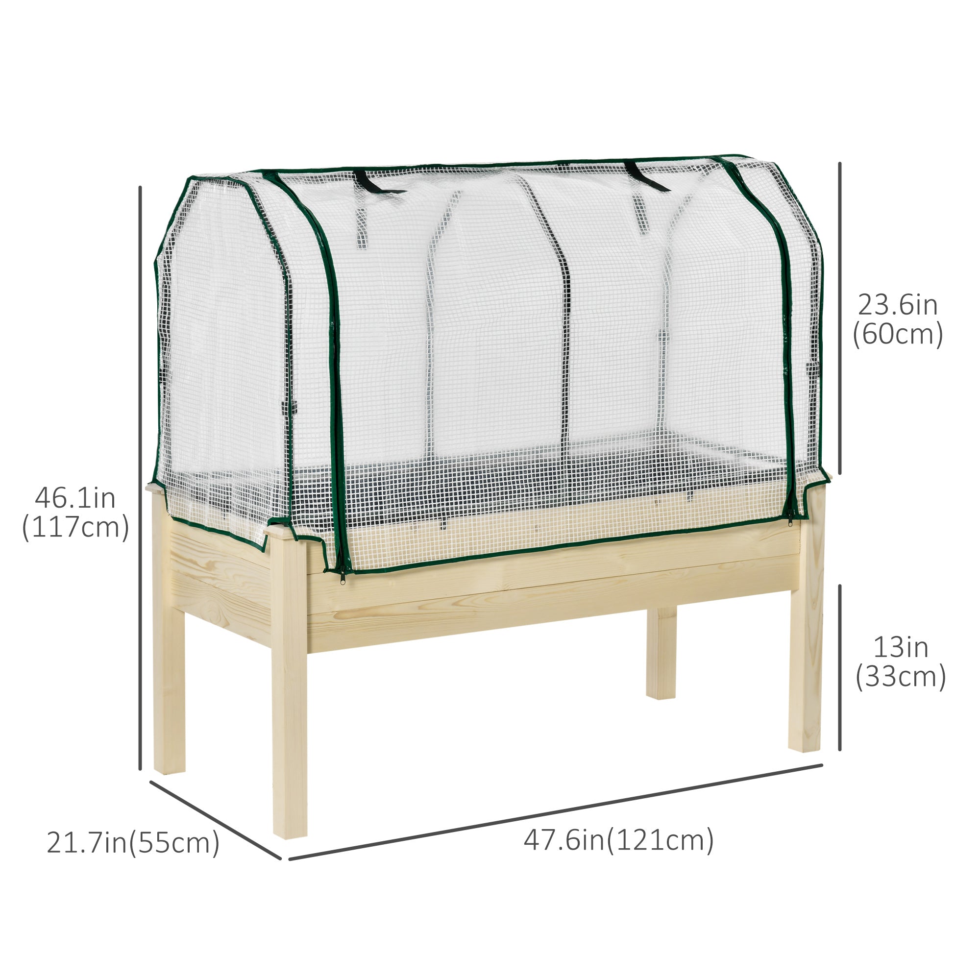 Raised Garden Bed with PE Greenhouse Cover Outdoor Elevated Wood Planter Box for Herbs and Vegetables, Use for Patio, Backyard, Balcony, 48 x 22 x 46 inch, Natural Elevated Garden Beds at Gallery Canada