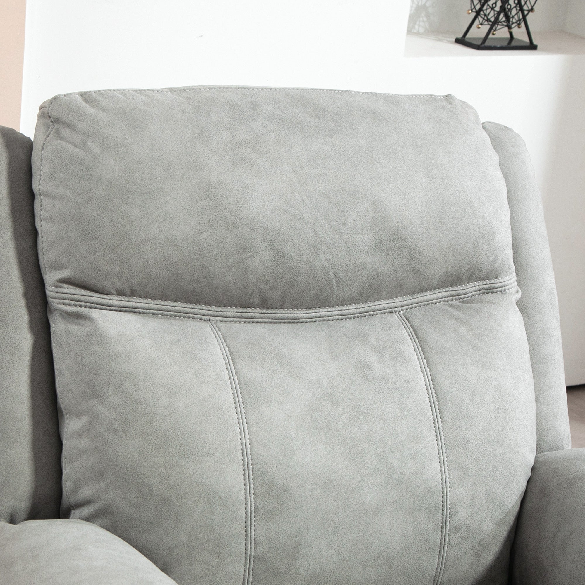 Manual Recliner Chair with Vibration Massage, Side Pockets, Microfibre Reclining Chair for Living Room, Grey Sofas & Reclining Chairs at Gallery Canada