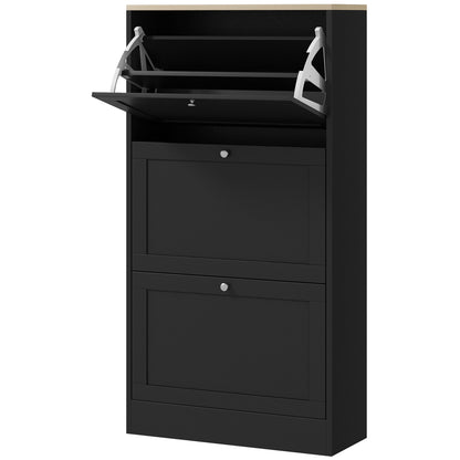 Modern Shoe Storage with 3 Flip Drawers and Adjustable Shelves, Shoe Cabinet Organizer for 18 Pairs of Shoes, Black Shoe Storage Cabinets & Racks   at Gallery Canada