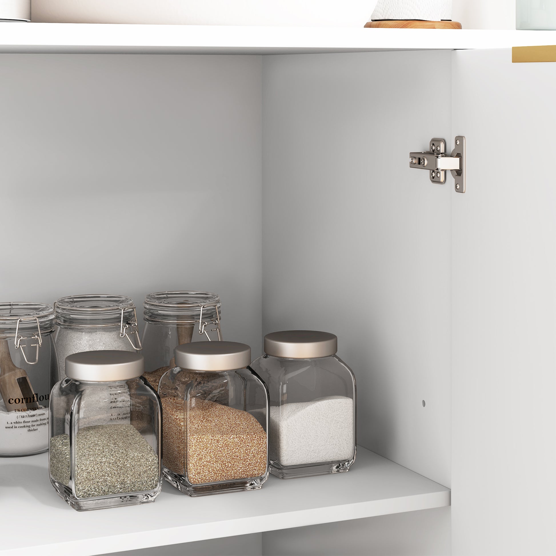 Modern Kitchen Storage Cabinet, Sideboard Buffet Cabinet with Adjustable Shelves for Kitchen Hallway, White Bar Cabinets at Gallery Canada