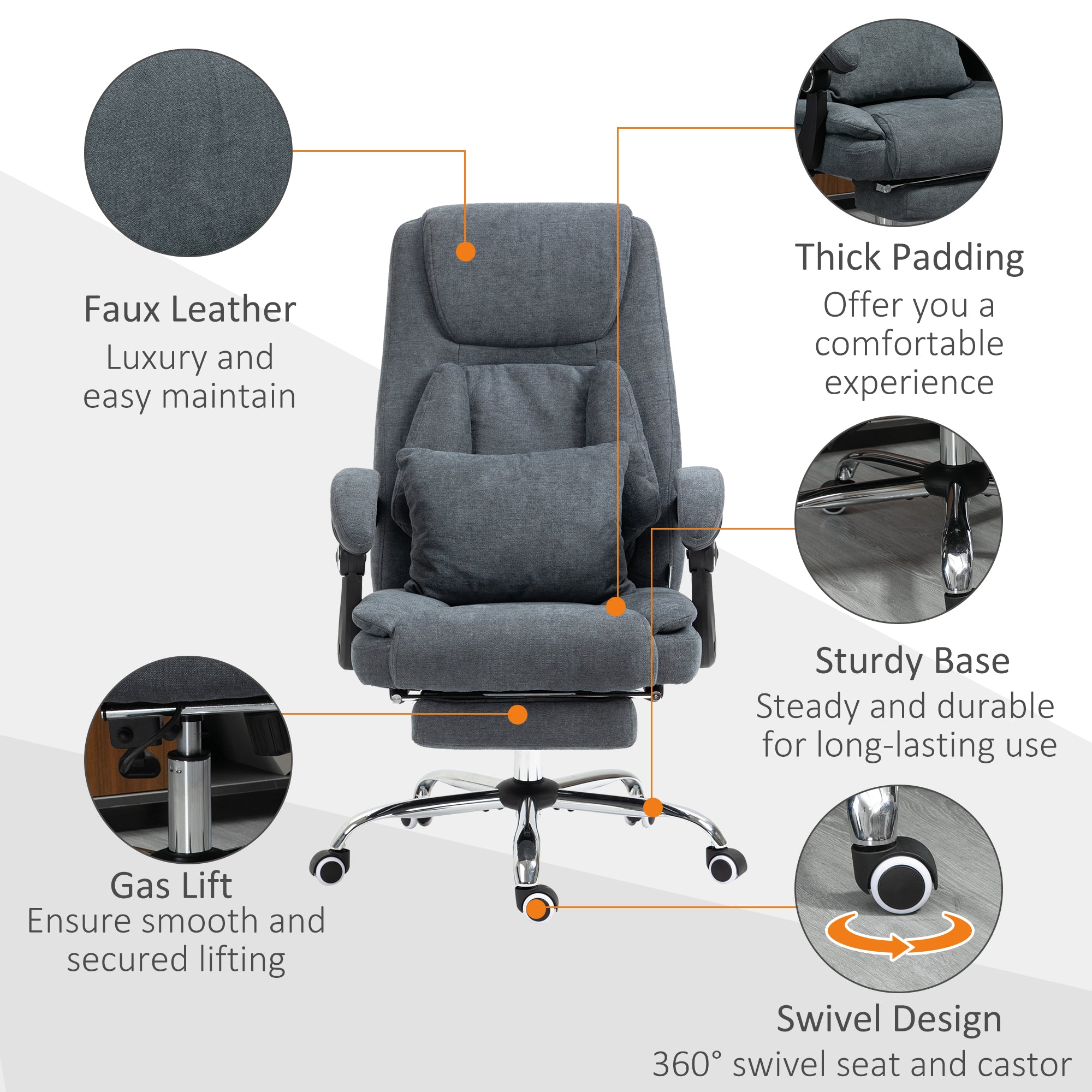 Massage Office Chair with Kneading, Swivel Fabric Recliner Chair with Footrest, Armrest, Grey Massage Chairs   at Gallery Canada