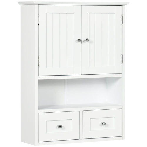 Bathroom Wall Cabinet, Medicine Cabinet, Over Toilet Storage Cabinet with Shelf and Drawers for Hallway, Living Room, White