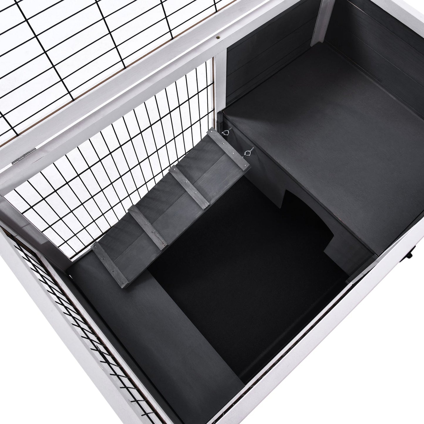 Wooden Indoor Rabbit Hutch Elevated Cage Habitat with Enclosed Run with Wheels, Ideal for Rabbits and Guinea Pigs, White Rabbit Hutch   at Gallery Canada