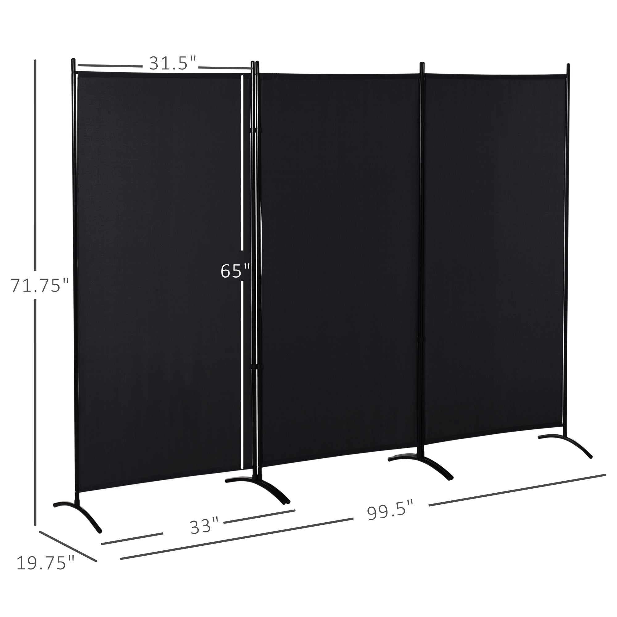 3-Panel Folding Room Divider, Privacy Screen, Indoor Separator Partition for Bedroom, Office, 100