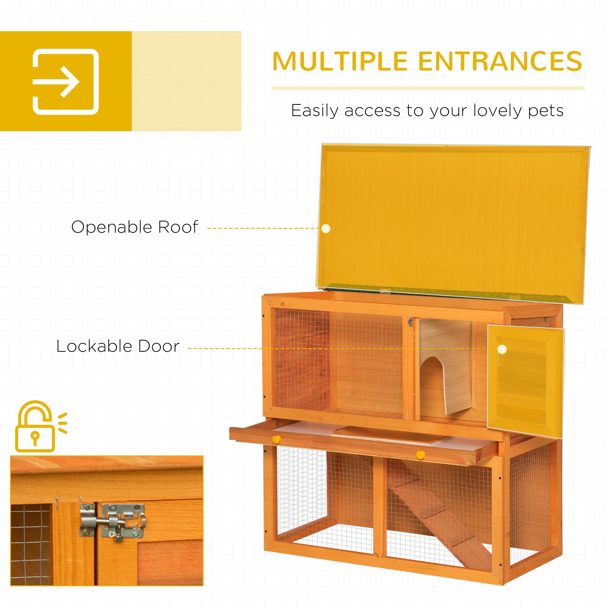 Wooden Rabbit Hutch Small Animal House Cage 2-Level w/ Run Backyard Rabbit Hutch at Gallery Canada
