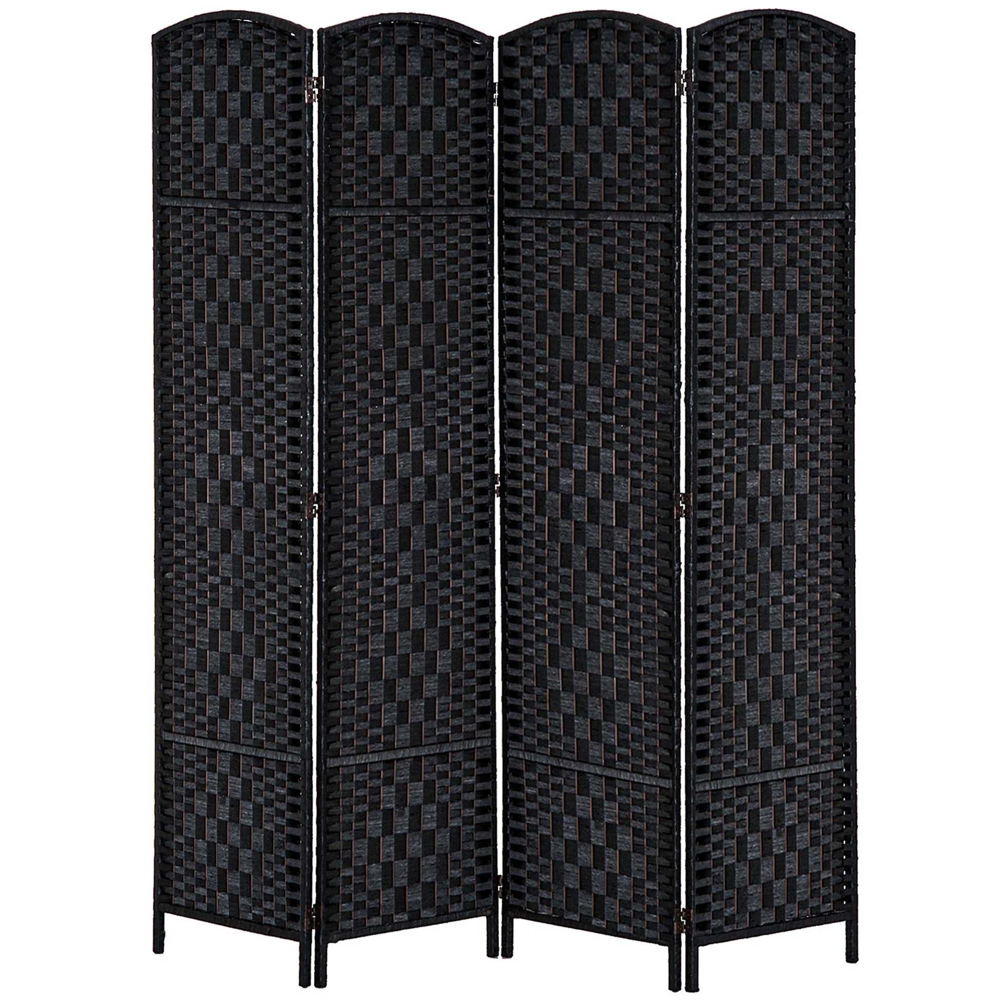 6ft Folding Room Divider, 4 Panel Wall Partition with Wooden Frame for Bedroom, Home Office, Black Room Dividers Black  at Gallery Canada