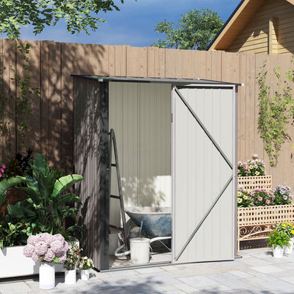 5' x 3' Outdoor Storage Shed, Steel Garden Shed with Single Lockable Door, Tool Storage Shed for Backyard, Light Grey Sheds Light Grey at Gallery Canada