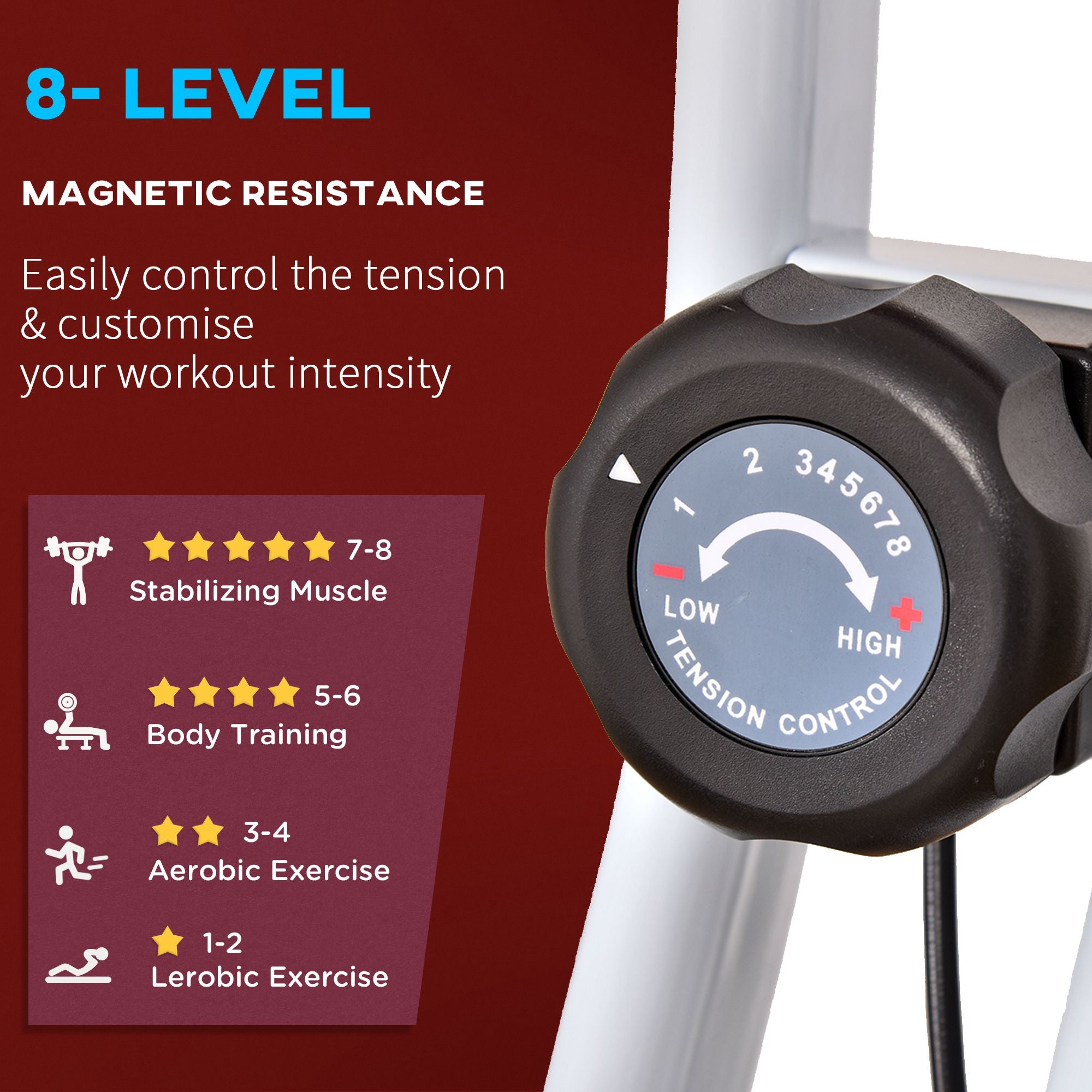 Foldable Indoor Stationary Bike with 8 Levels of Magnetic Resistance, Exercise Bike for Cardio Workout, Red Exercise & Stationary Bikes at Gallery Canada