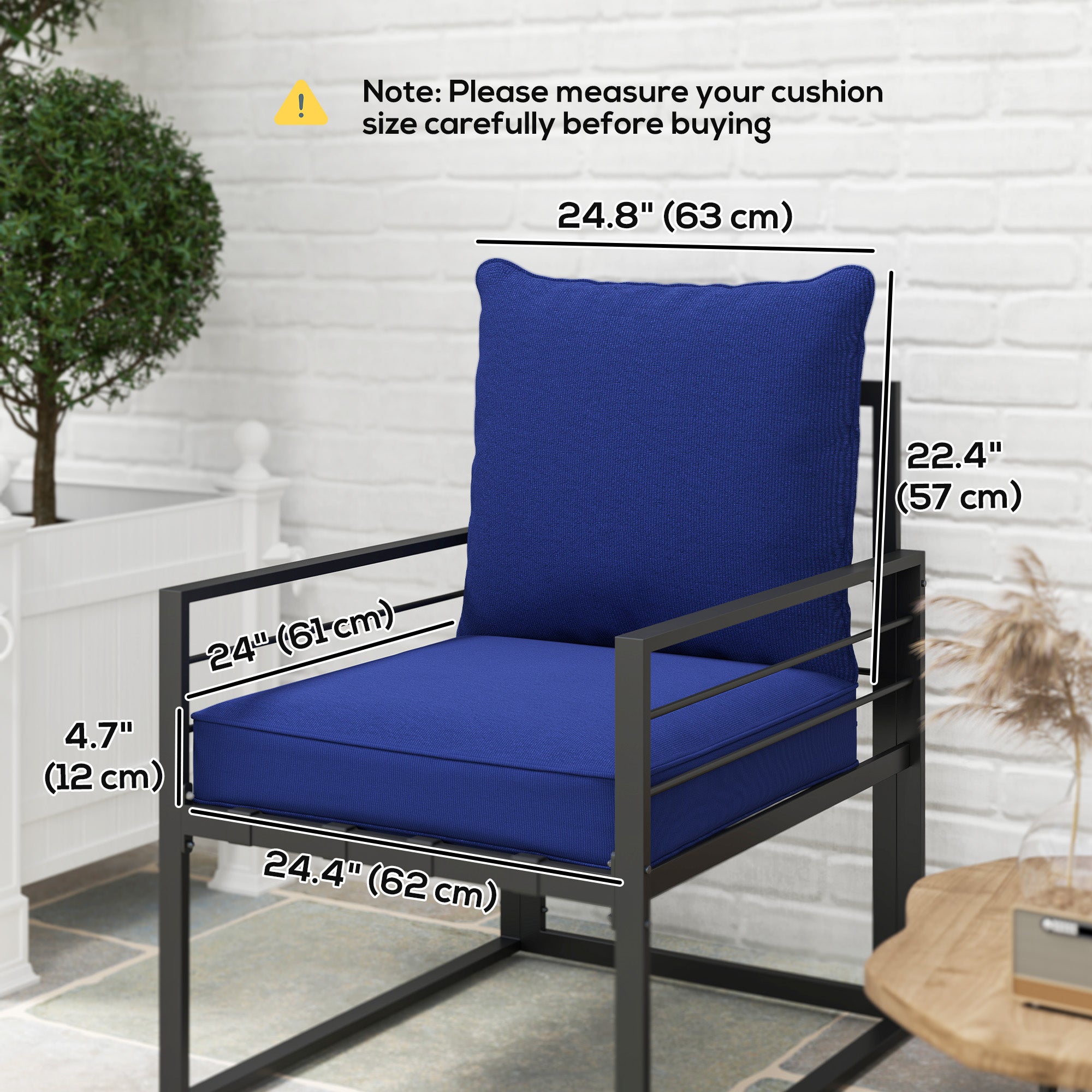 Patio Chair Cushions, Thick Deep Seat Outdoor Seat Cushion with Back Cushion, Dark Blue Patio Chair Cushions at Gallery Canada
