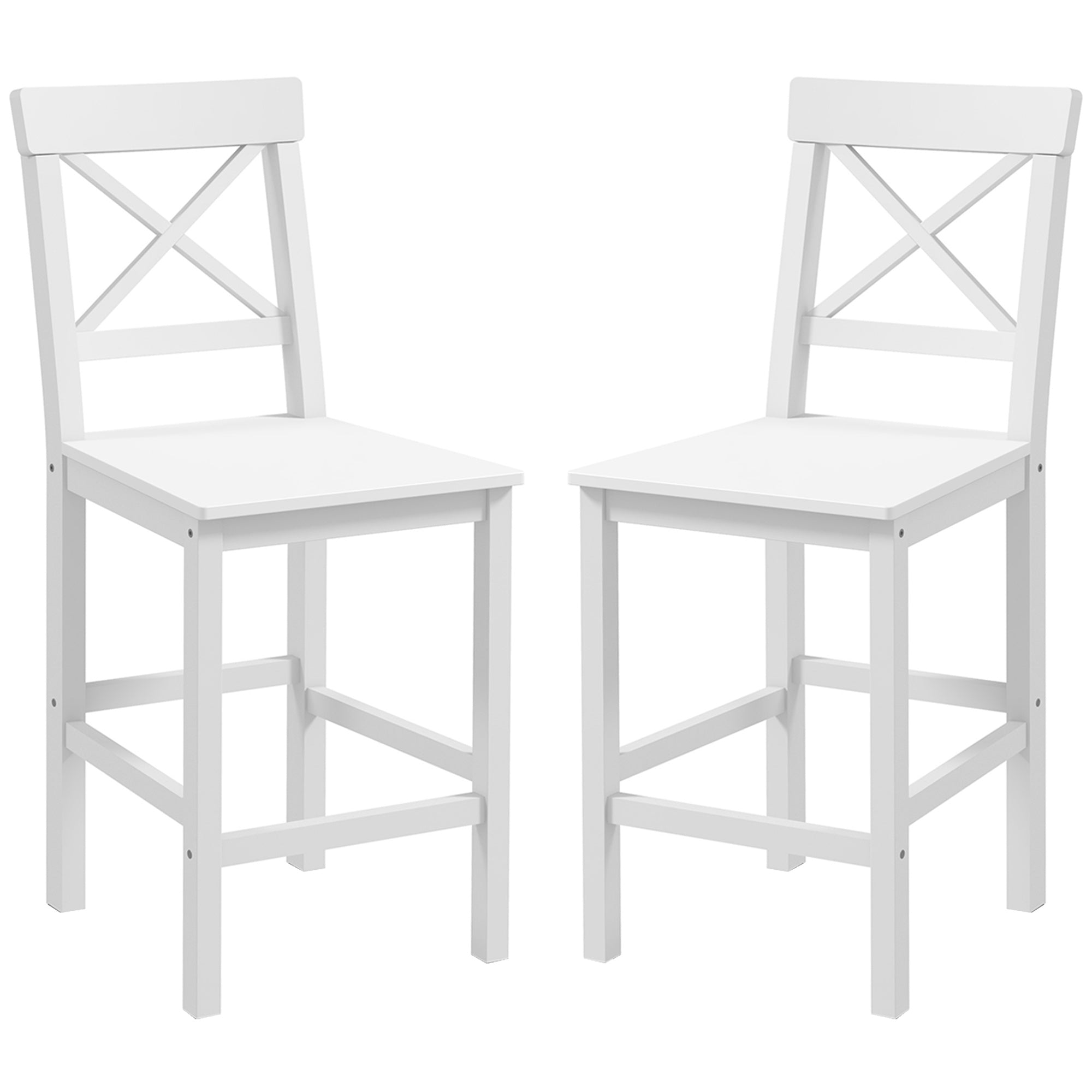 Counter Height Stools Set of 2, Farmhouse Bar Stools with Backs, Solid Wood Counter Stools for Kitchen Island White Bar Stools   at Gallery Canada