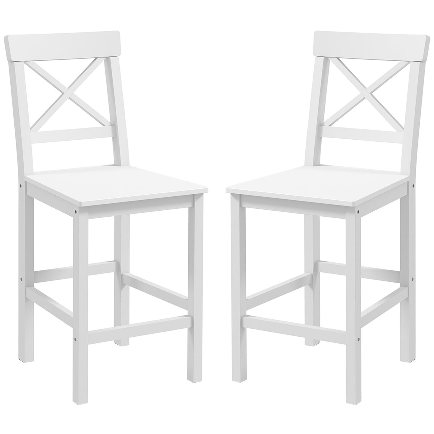 Counter Height Stools Set of 2, Farmhouse Bar Stools with Backs, Solid Wood Counter Stools for Kitchen Island White Bar Stools   at Gallery Canada