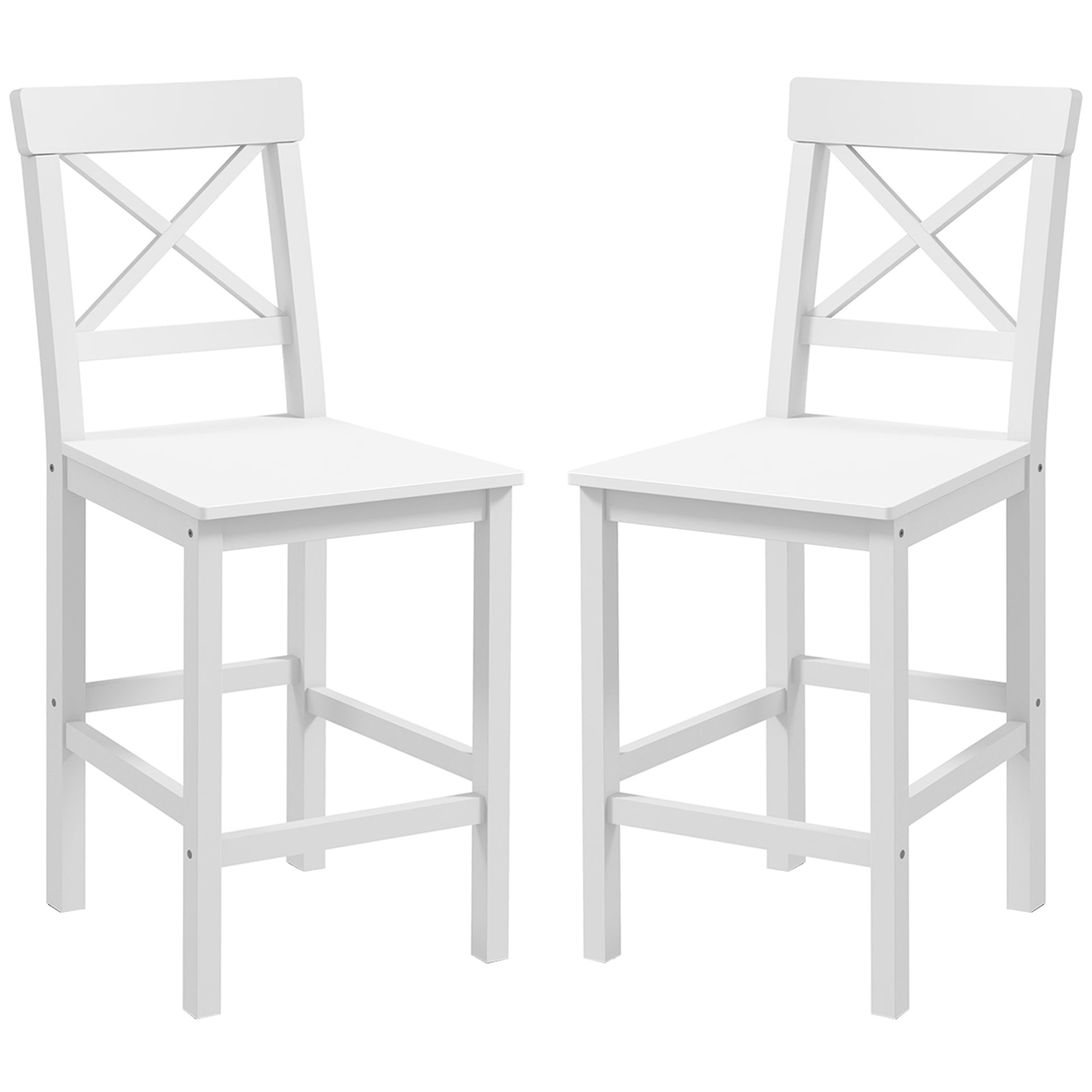 Counter Height Stools Set of 2, Farmhouse Bar Stools with Backs, Solid Wood Counter Stools for Kitchen Island White Bar Stools   at Gallery Canada