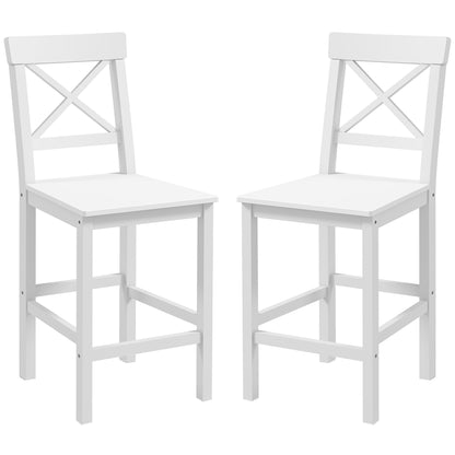 Counter Height Stools Set of 2, Farmhouse Bar Stools with Backs, Solid Wood Counter Stools for Kitchen Island White Bar Stools   at Gallery Canada