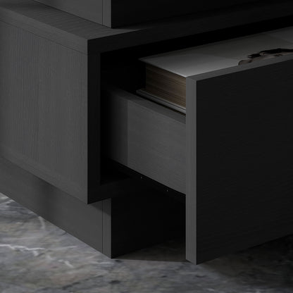 Bedside Table with Charging Station and LED Light Modern Nightstand with USB Ports AC Outlets Drawers Remote, Black Bedside Tables   at Gallery Canada