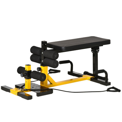 Adjustable 3-in-1 Squat Machine with Resistance Bands & Padded Bench, Yellow Squat Machine Multi Colour  at Gallery Canada