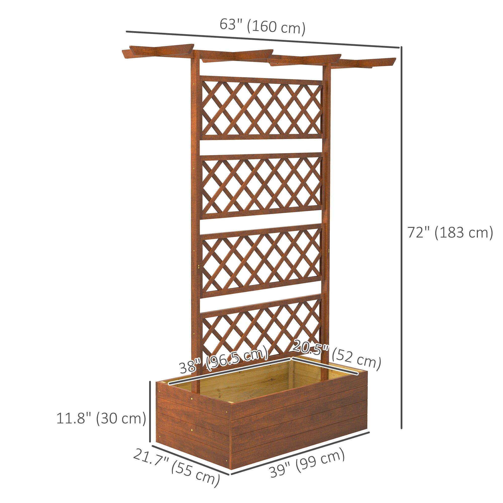 Wooden Planter with Trellis Privacy Screen, Raised Garden Bed to Grow Vegetables, Herbs and Flowers, Orange Raised Garden Beds at Gallery Canada