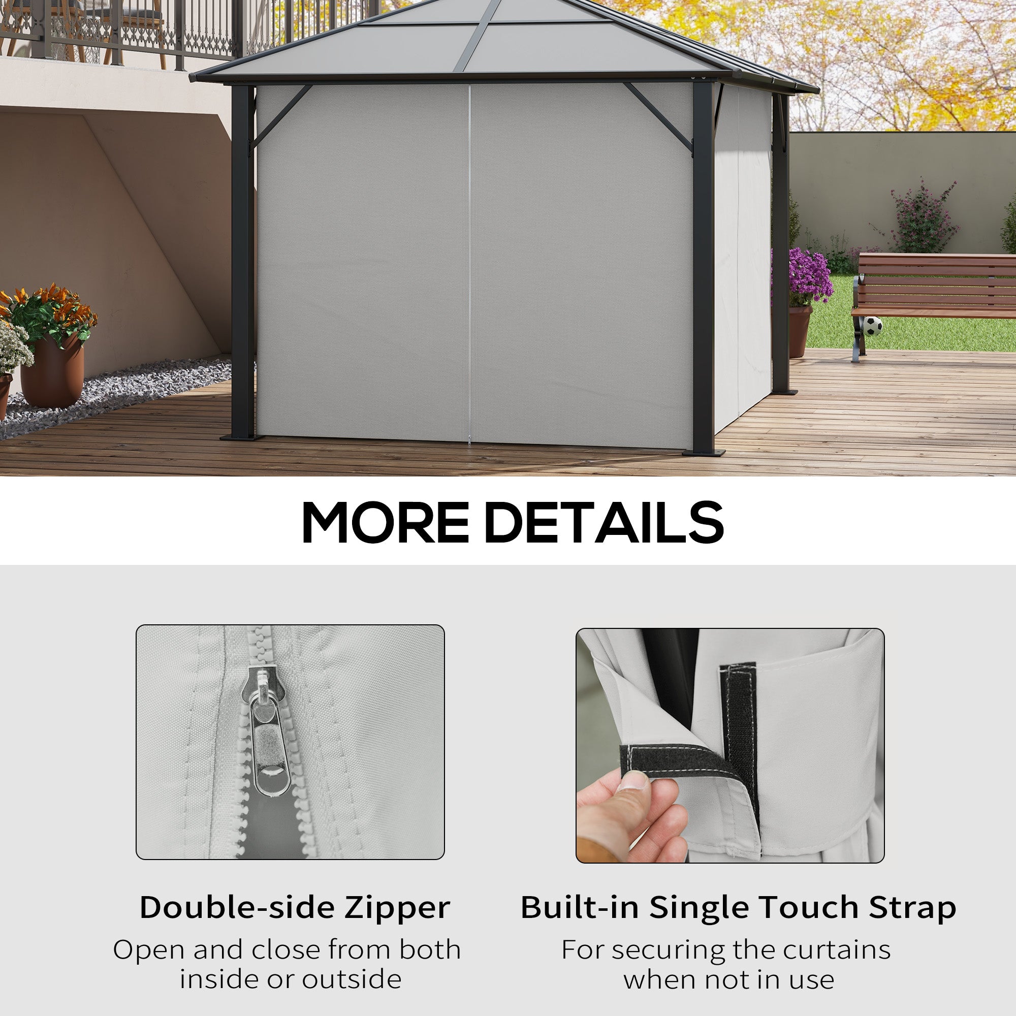 Gazebo Replacement Sidewalls 4-Panel Privacy Wall for 10' x 12' Canopy, Outdoor Shelter Curtains Accessories Light Grey Gazebo Sidewalls at Gallery Canada