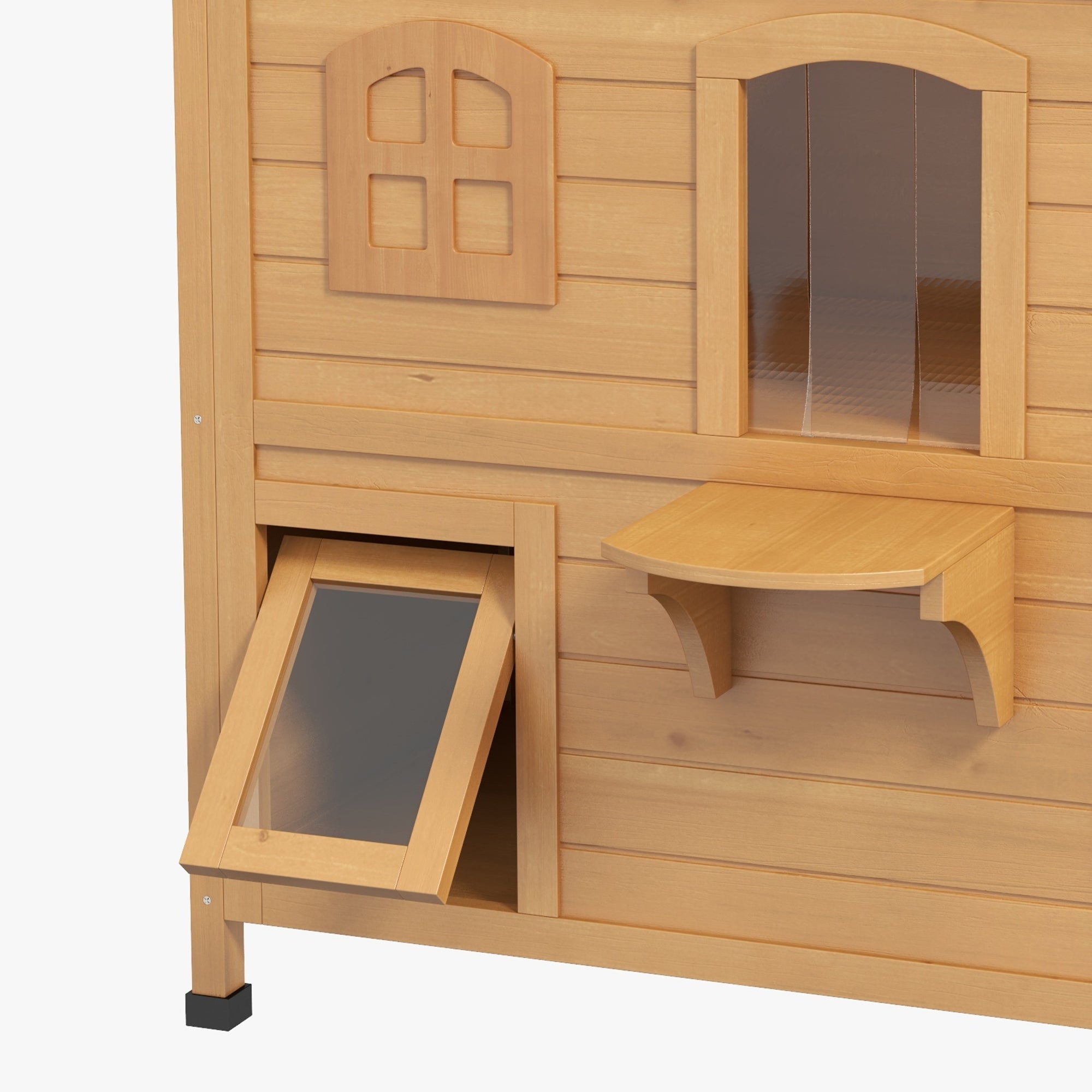 2-Storey Outdoor Cat House, Wooden Catio with Openable Roof, Lounge Space, Fun Entrances, for Feral Cats, Yellow Cat Houses at Gallery Canada