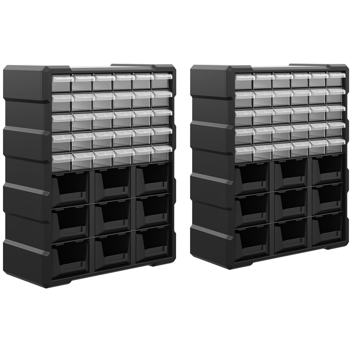 Plastic 39 Drawer Parts Organiser Wall Mount Storage Cabinet for Small Nuts Bolts Tool Set of 2 Black Tool Organizers   at Gallery Canada