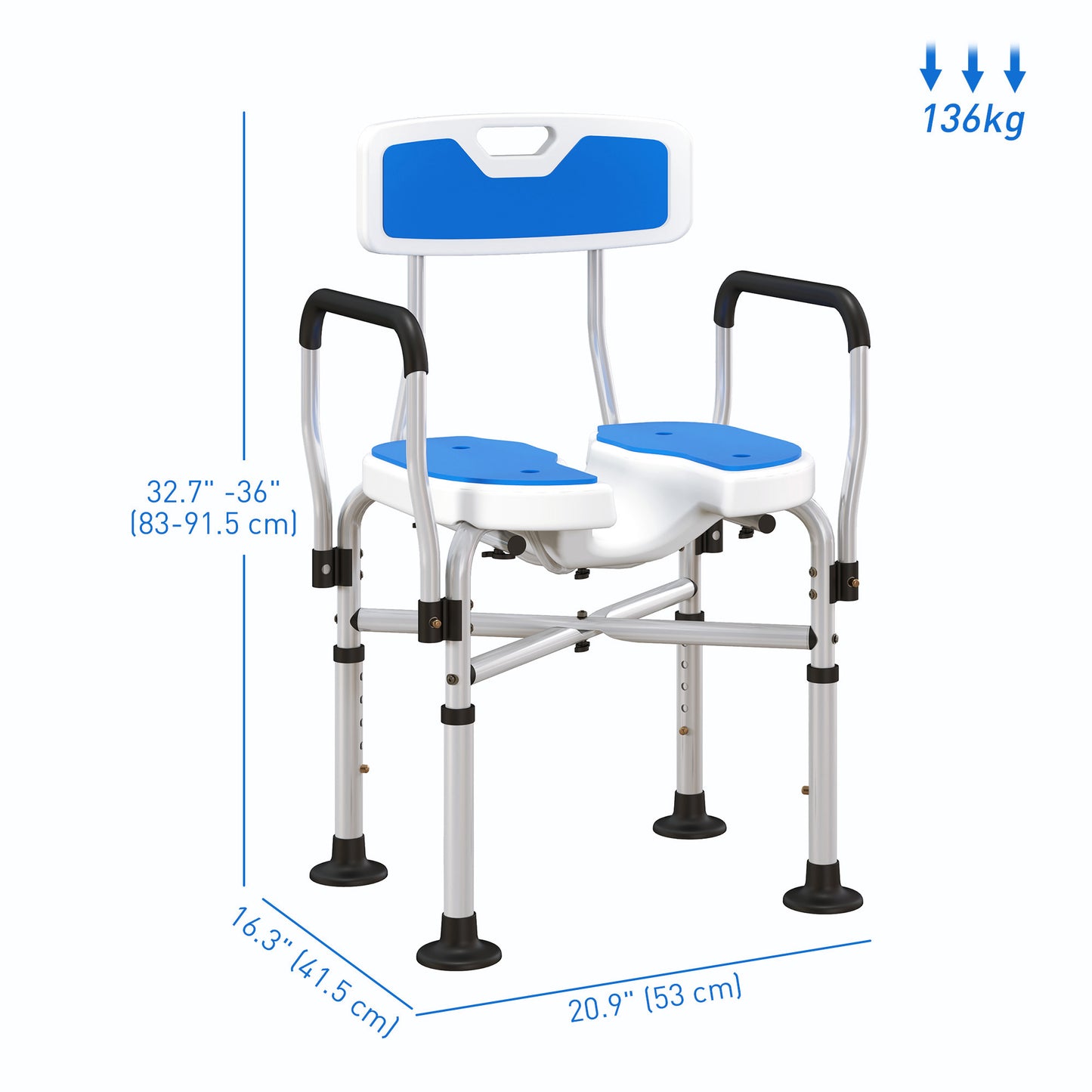 Upgraded Shower Chair Non-slip Bath Chair with U-shaped Shower Seat and Crossing Bars, Dark Blue Bath Chairs   at Gallery Canada