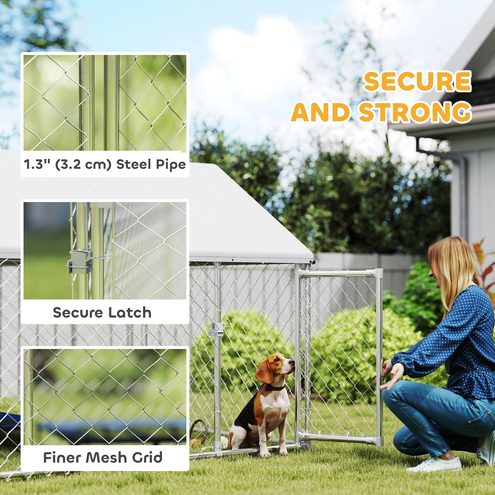 Outdoor Dog Kennel with Waterproof &; Anti-UV Cover, Quick-Connect Frame, Secure Lock for Small Medium Dogs Houses, Kennels & Pens at Gallery Canada