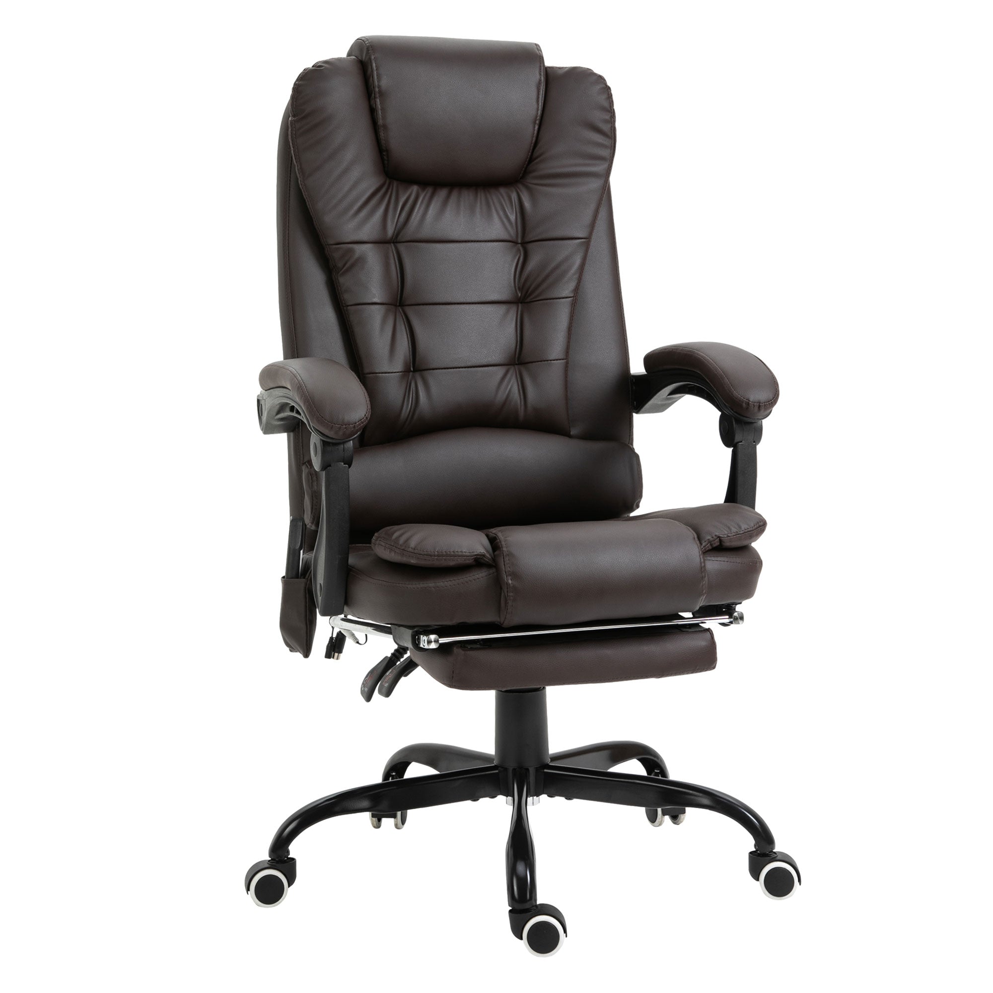 7-Point Vibrating Massage Chair, Reclining Office Chair with Footrest, Reclining Back, Adjustable Height, Brown Massage Chairs at Gallery Canada