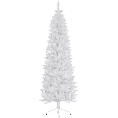 7ft Tall Pencil Artificial Christmas Tree with 687 Branch Tips with Steel Base, White Pencil Christmas Trees   at Gallery Canada