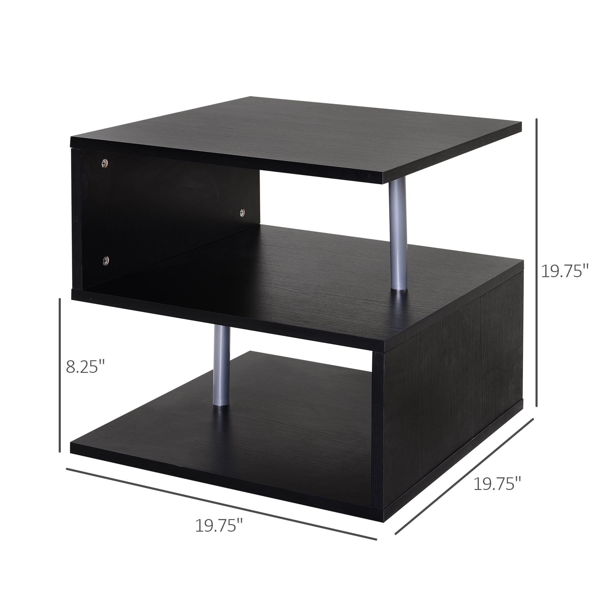 Wooden S Shape End Table 3 Tier Storage Shelves Organizer Living Room Side Table Desk Black Side Tables   at Gallery Canada