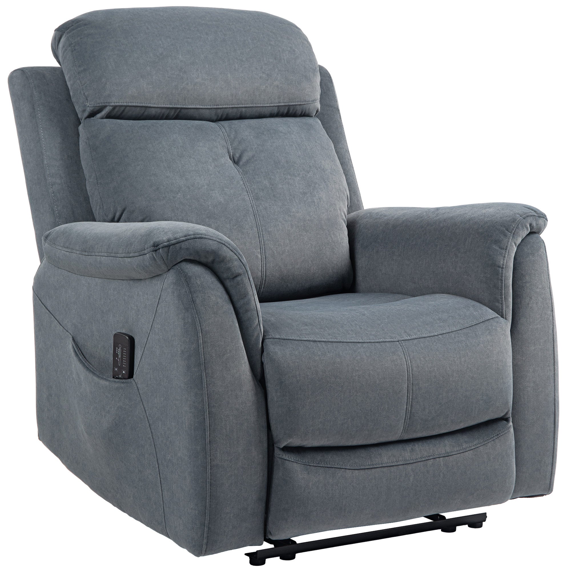 Manual Recliner Chair with Vibration Massage, Reclining Chair for Living Room with Side Pockets, Dark Grey Sofas & Reclining Chairs at Gallery Canada