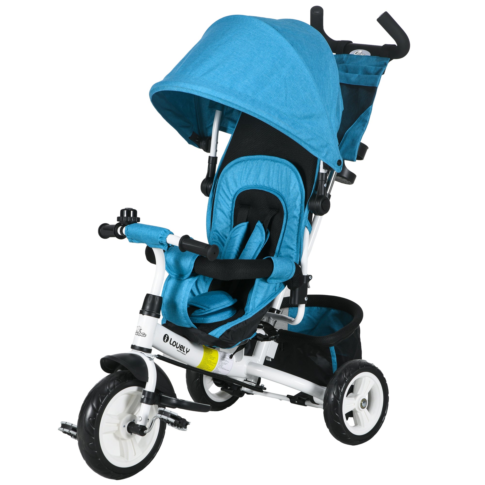 6 in 1 Tricycle for Toddler 1-5 Years with Parent-Push Handle, Blue Tricycles for Kids Blue and White at Gallery Canada