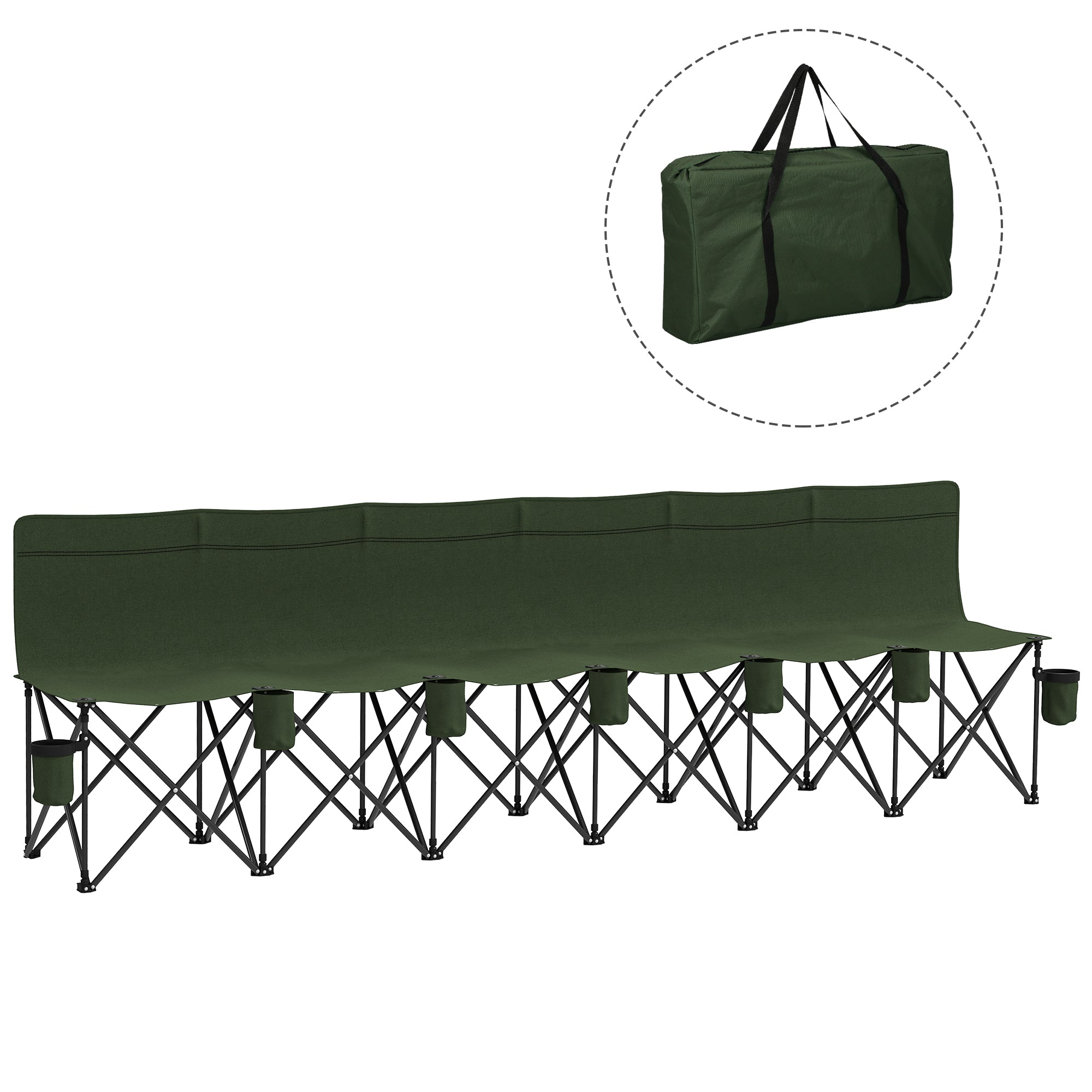 6 Seat Folding Camping Chair with Cup Holder and Carrying Case for Camping, Picnic, Sports Events, Dark Green Picnic Tables & Camping Chairs at Gallery Canada