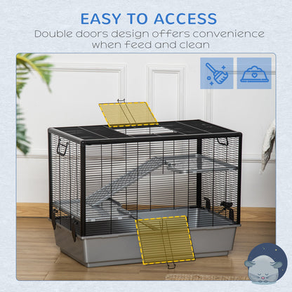 3-tier Hamster Cage, Guinea Pig Cage with Accessories Food Dish Water Bottle, Ramps, 31.5"x19"x 23", Grey Houses & Habitats   at Gallery Canada