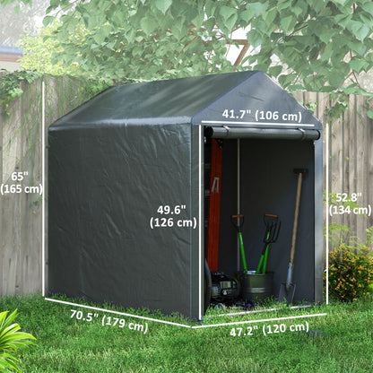 4 x 6ft Outdoor Storage Shed Tent, Portable Shed with Roll-up Door for Motorcycle, Bike, Garden Tools Sheds   at Gallery Canada