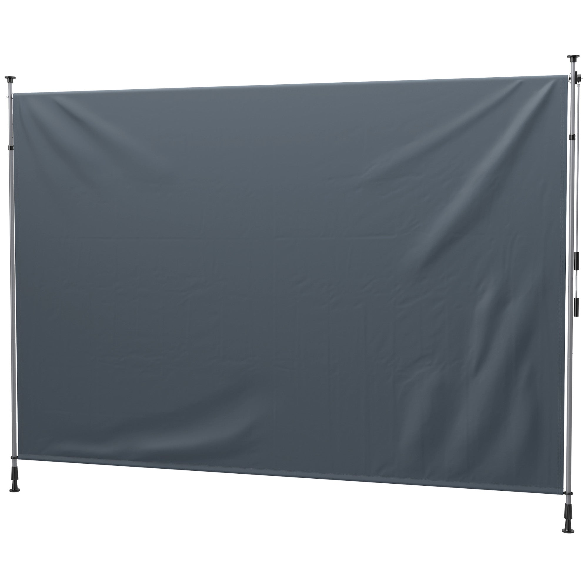 11.5' x 10' Manual Retractable Patio Awning, Outdoor Privacy Screen with UPF30+ &; Water-Resistant Fabric, Dark Grey Patio Awnings at Gallery Canada