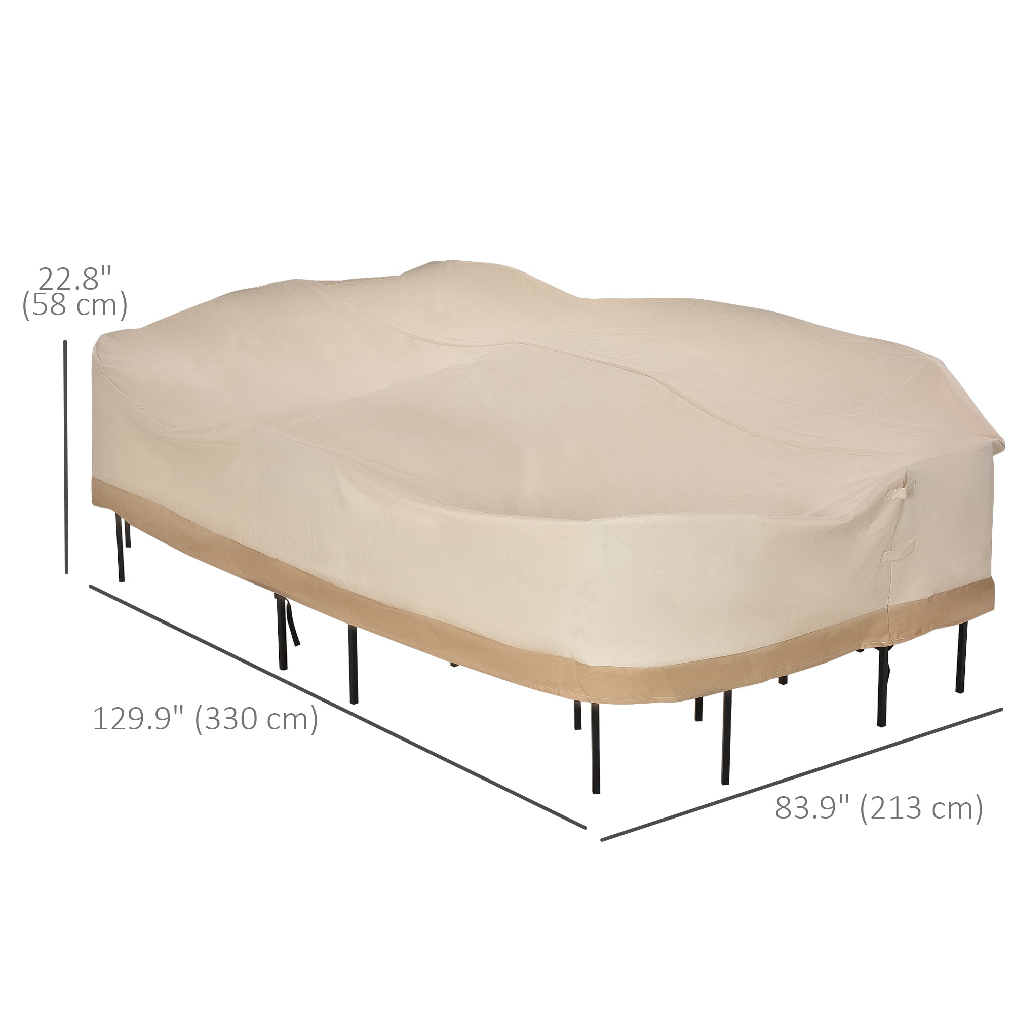 84B-059 129.9-Inch Oval Patio Table and Chair Set Cover, Beige/Coffee Sofa Set Patio Furniture Covers at Gallery Canada