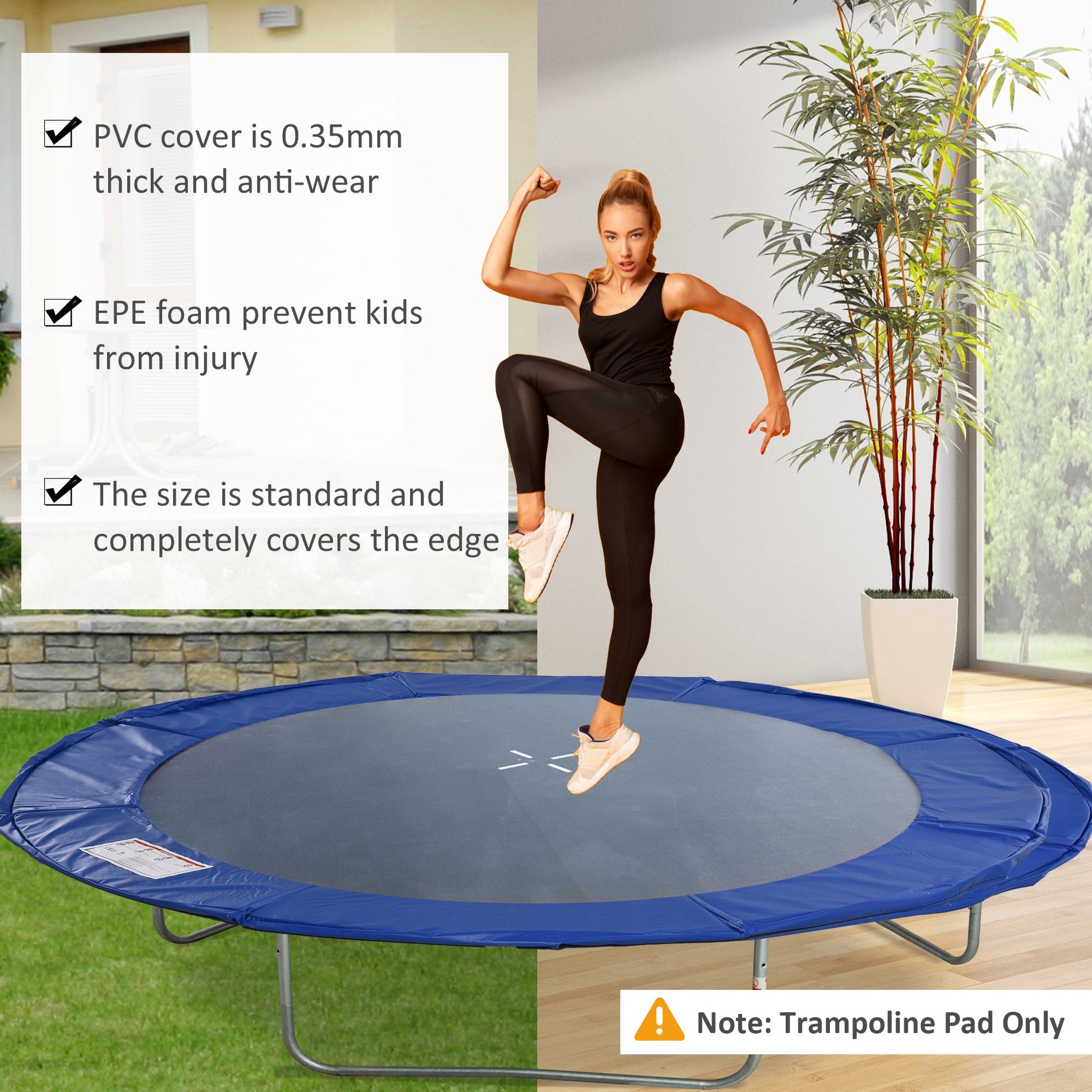 Φ8ft Trampoline Pad Φ96" Spring Safety Replacement Gym Bounce Jump Cover EPE Foam Blue Trampolines   at Gallery Canada