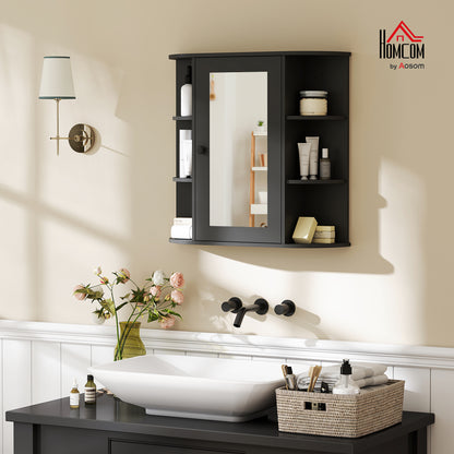 Mirrored Bathroom Wall Cabinet Wall Mounted Medicine Cabinet with Door &; Shelves, Black Mirror Medicine Cabinets Black at Gallery Canada