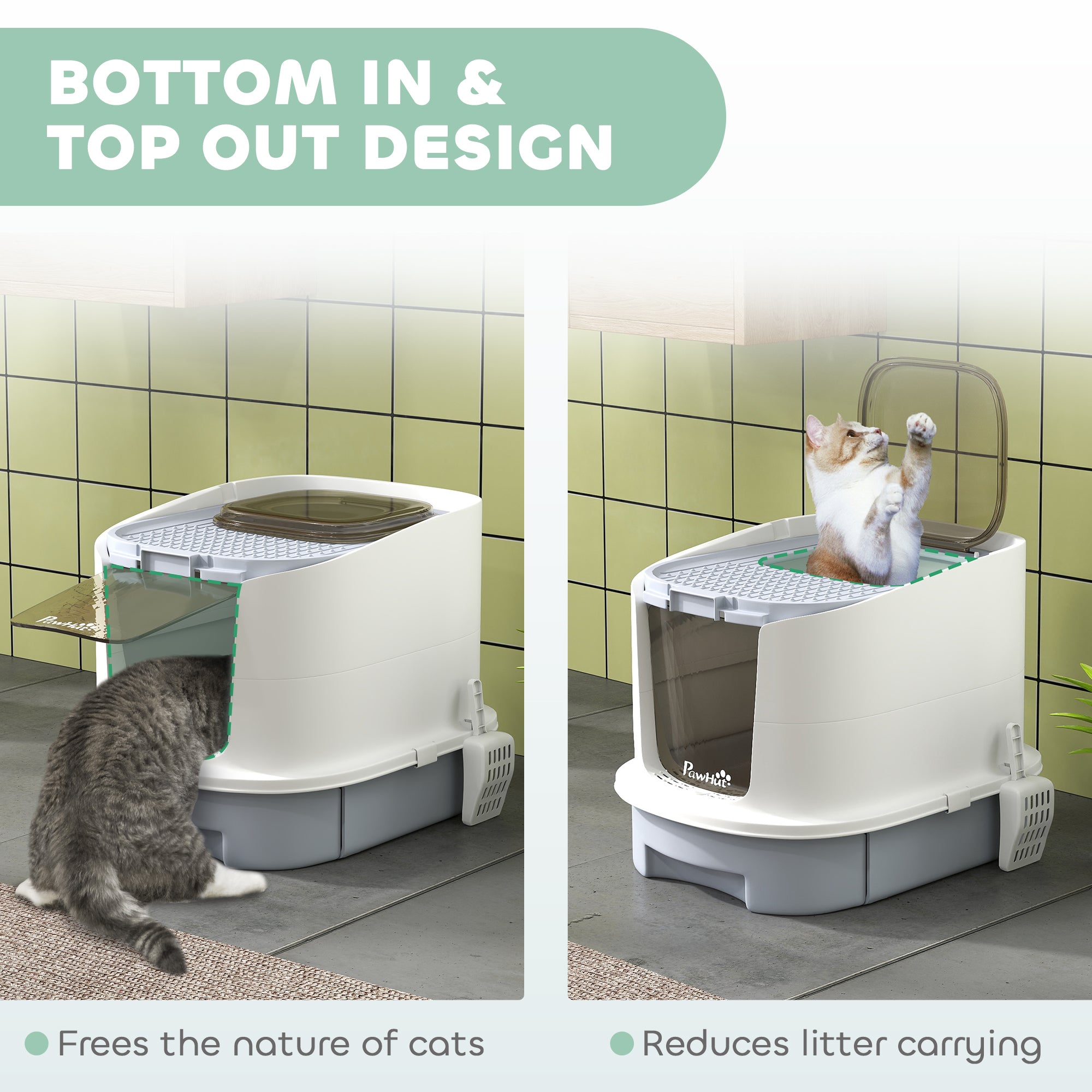 Enclosed Cat Litter Box with Lid, Scoop, Top Entry, Deodorization Bags, Drawer Type Cat Litter Tray, Easy to Clean, Grey Cat Litter Box Enclosures at Gallery Canada