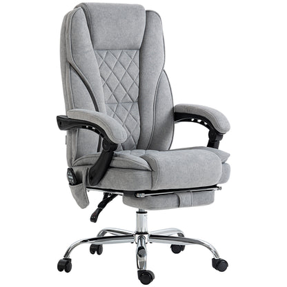 Massage Office Chair, Heated Reclining Computer Chair with Adjustable Height and Footrest, Grey Massage Chairs   at Gallery Canada