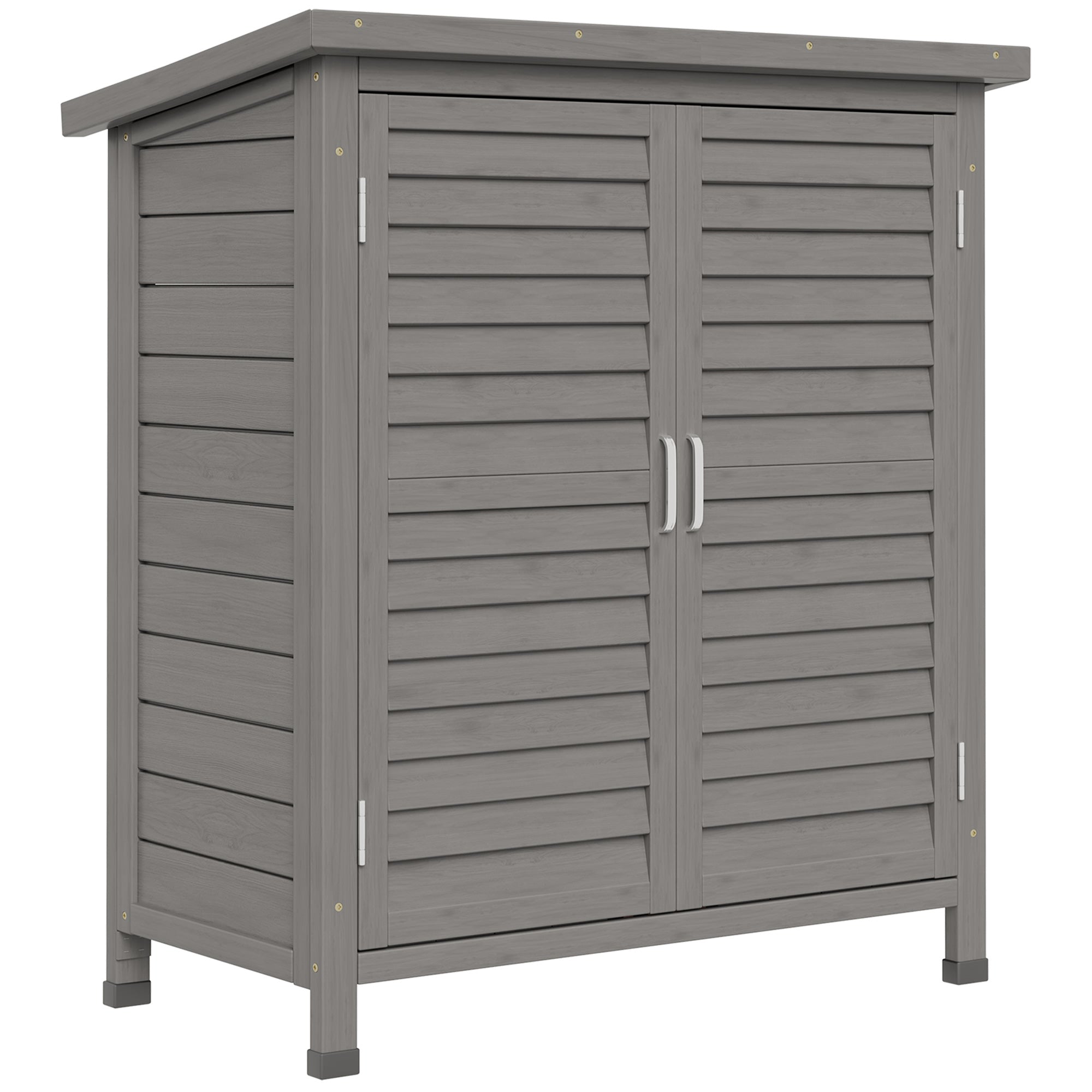 Wooden Garden Storage Shed Kit Wood Garage Tool Organisation Cabinet with 2 Door , 34