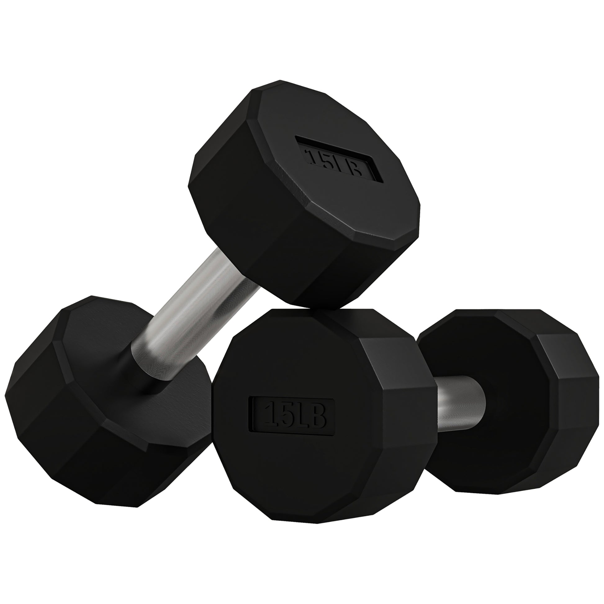 2 x 15lbs Dumbbells Set with Non-Slip Grip, Rubber Covered Weights for Men Women Home Gym Workout Dumbbells & Barbells   at Gallery Canada