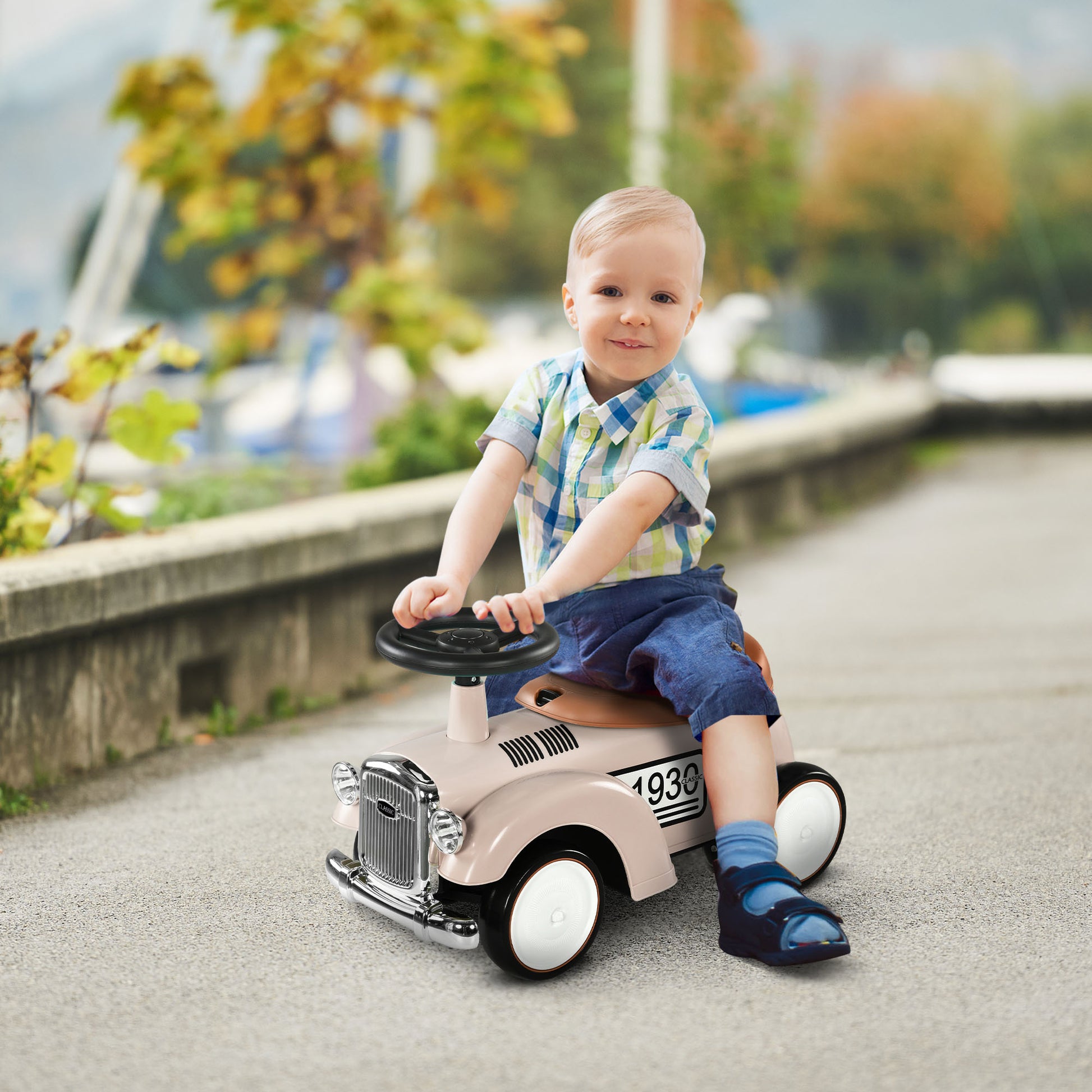 Ride on Sliding Classic Car for Toddlers, Foot To Floor Slider with Under Seat Storage, Aged 12–36 Months, Cream White Push Cars for Toddlers Multi Color  at Gallery Canada