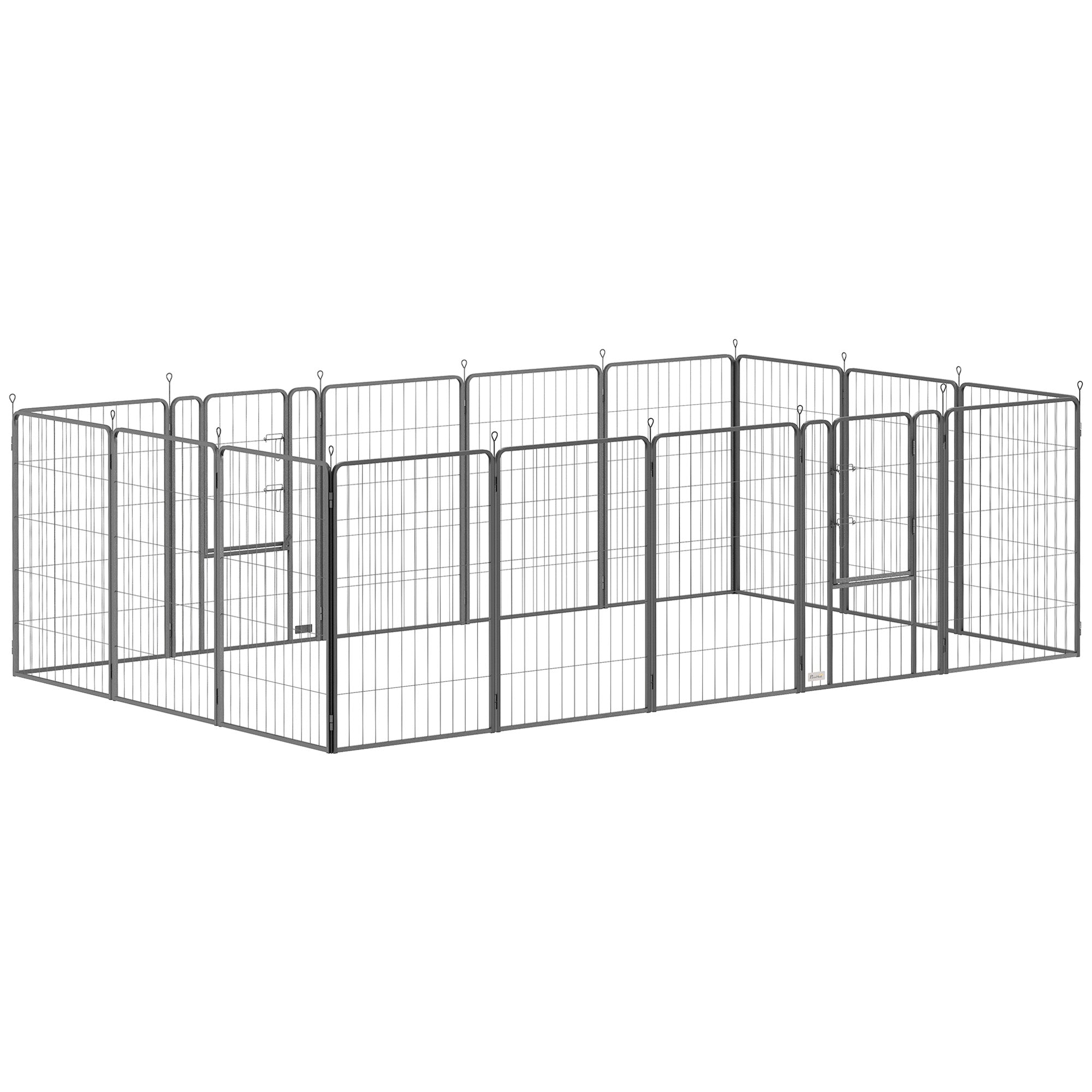 16 Panels Dog Playpen with Straps, Portable &; DIY, for Large Dogs, for Yard, RV, Camping, Garden, 39