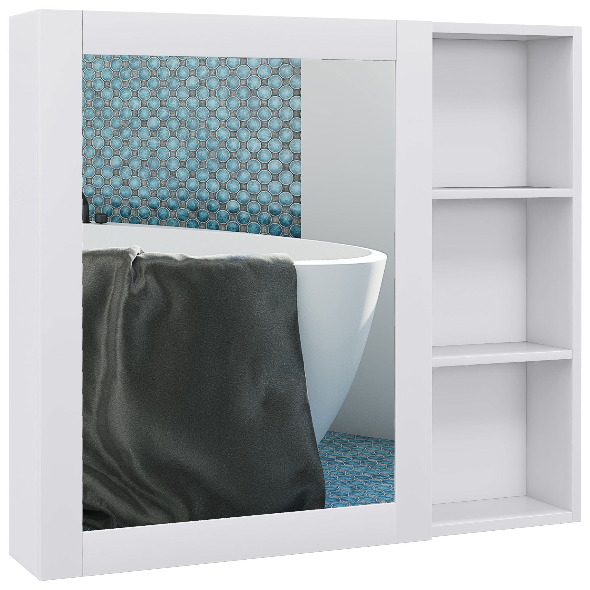 MDF Medicine Cabinet with Mirror, Bathroom Storage Cabinet with 3-tier Shelves, Wall Mounted, White Mirror Medicine Cabinets   at Gallery Canada