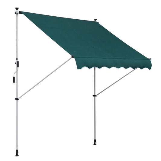 6.6'x5' Manual Retractable Patio Awning Window Door Sun Shade Deck Canopy Shelter Water Resistant UV Protector Green - Gallery Canada