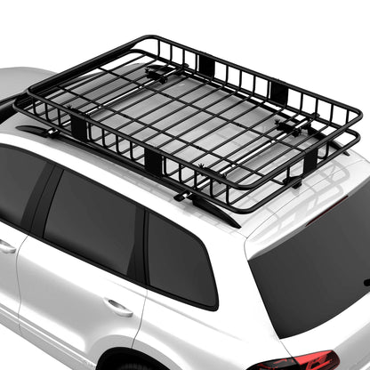 64"/43" x 39" Car Roof Rack, Length Adjustable, Universal Rooftop Cargo Carrier Basket with U-bolts, 220 lbs Capacity Automotive Black  at Gallery Canada